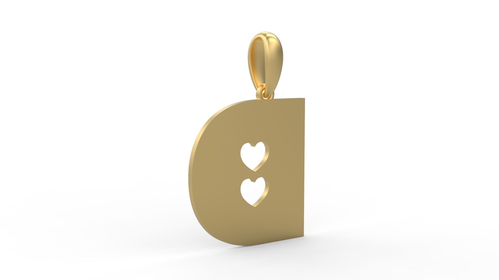 Initial Letters Pendant Lovebeat D 3D print model_3