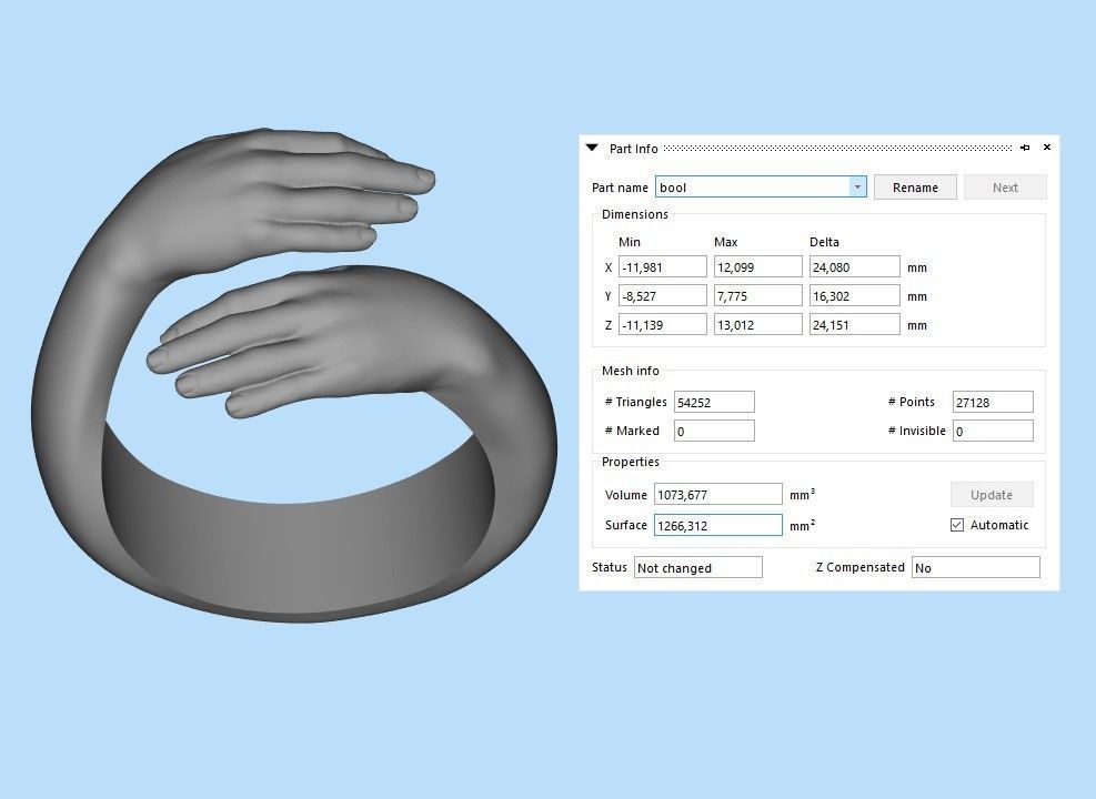 Hug ring hands ring STL  3D print model_8
