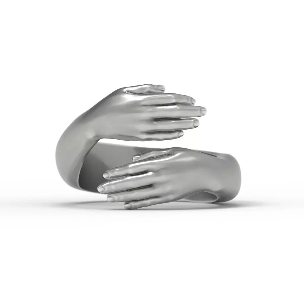 Hug ring hands ring STL  3D print model_0