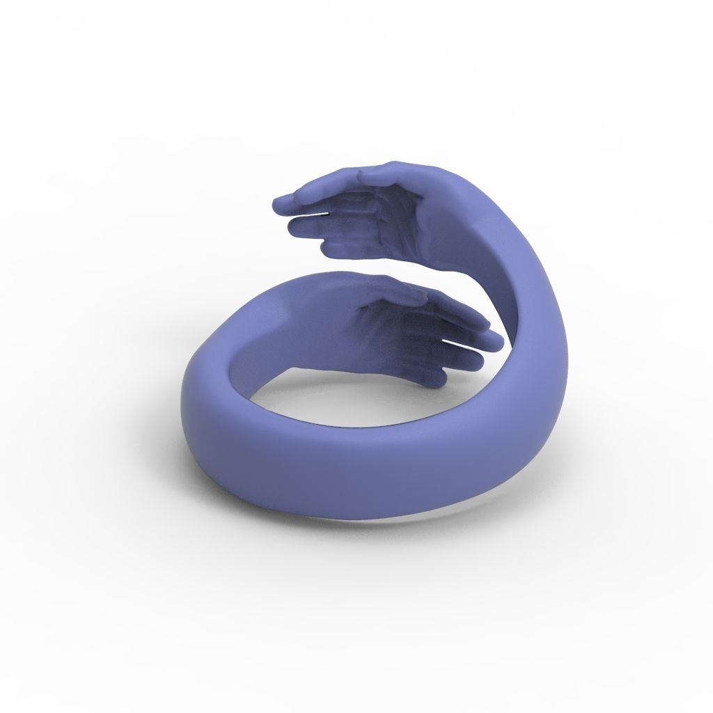 Hug ring hands ring STL  3D print model_17