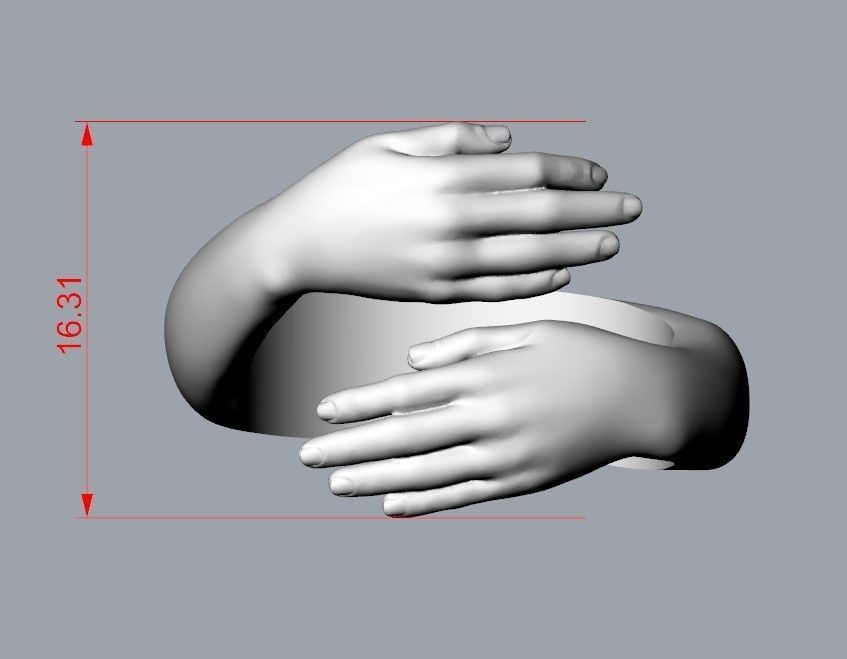 Hug ring hands ring STL  3D print model_3