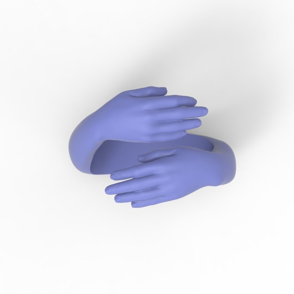 Hug ring hands ring STL  3D print model_13
