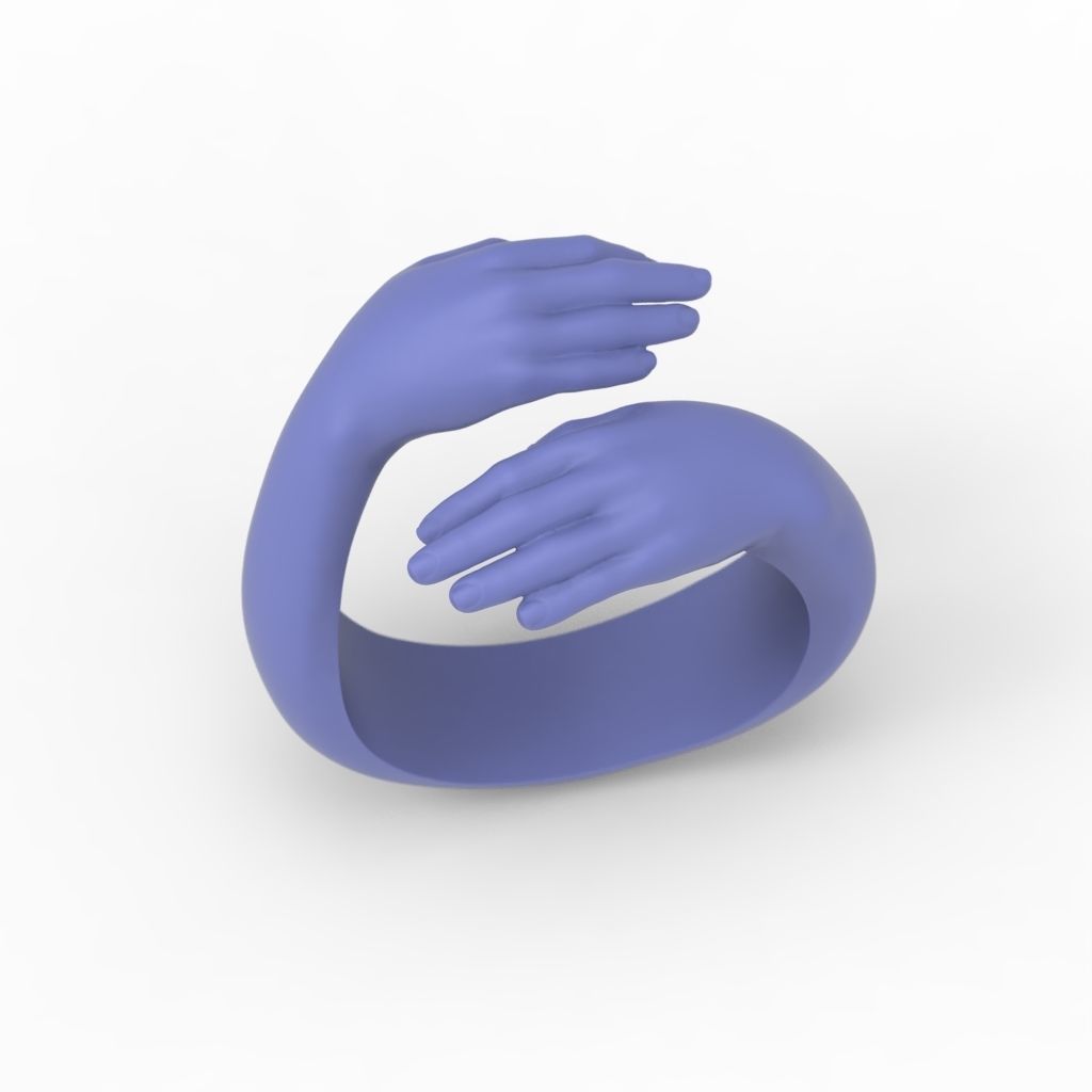 Hug ring hands ring STL  3D print model_10