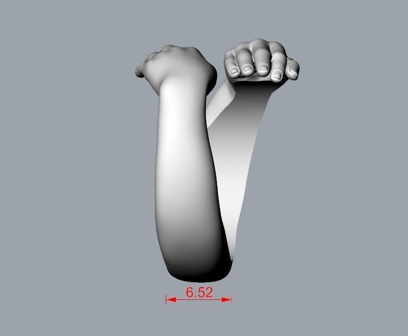 Hug ring hands ring STL  3D print model_4