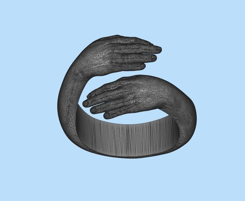 Hug ring hands ring STL  3D print model_21