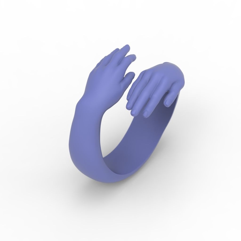 Hug ring hands ring STL  3D print model_12