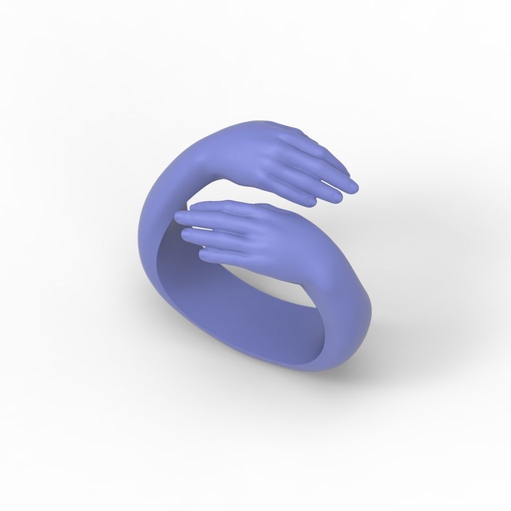 Hug ring hands ring STL  3D print model_15