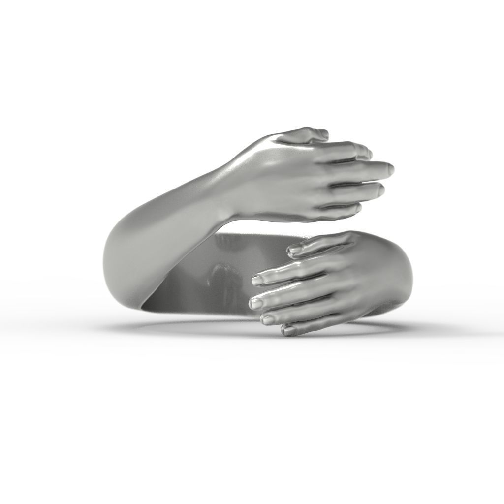 Hug ring hands ring STL  3D print model_2