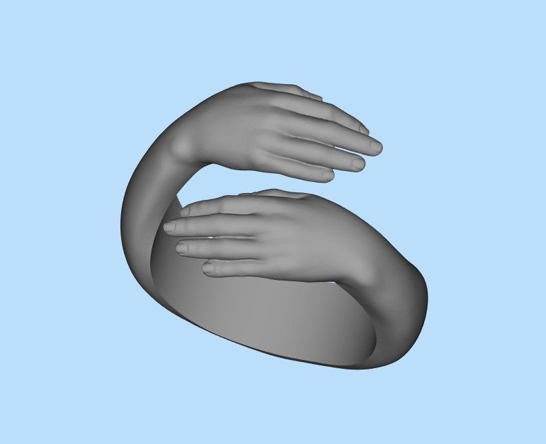 Hug ring hands ring STL  3D print model_19