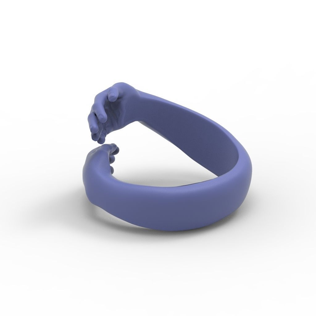 Hug ring hands ring STL  3D print model_18
