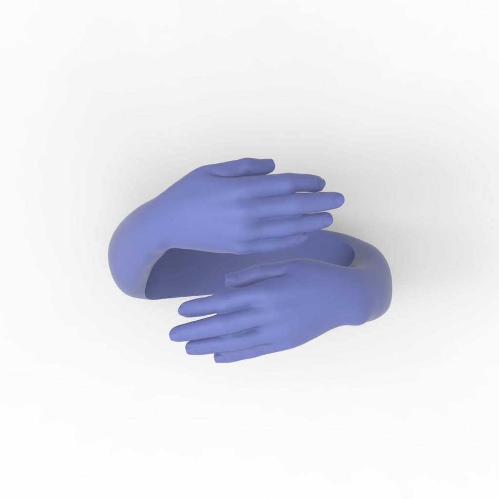 Hug ring hands ring STL  3D print model_9