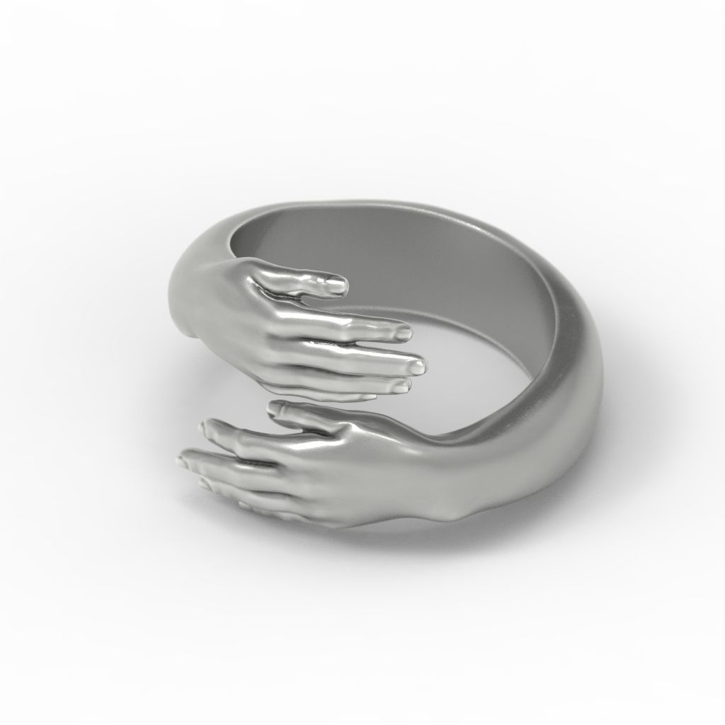 Hug ring hands ring STL  3D print model_1