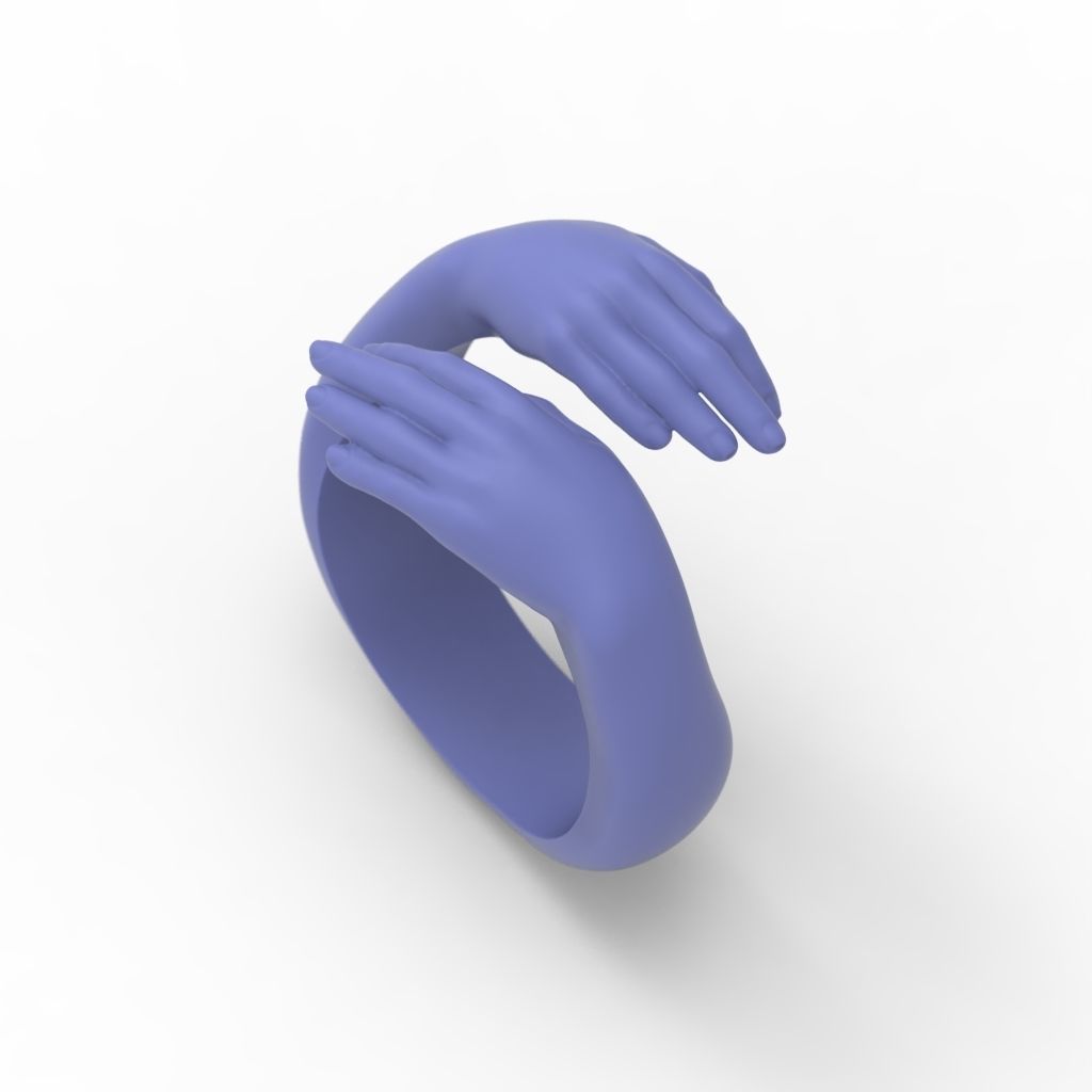 Hug ring hands ring STL  3D print model_11