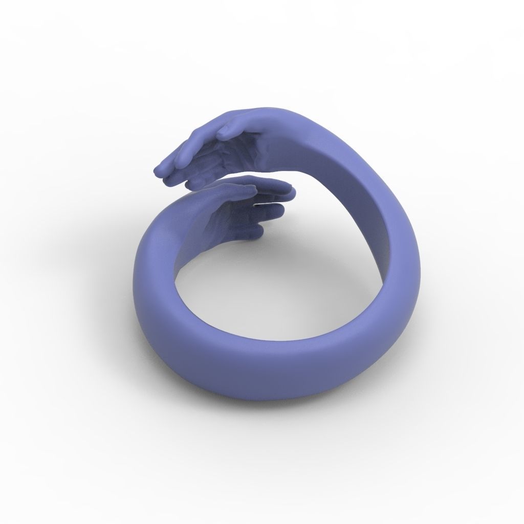 Hug ring hands ring STL  3D print model_16
