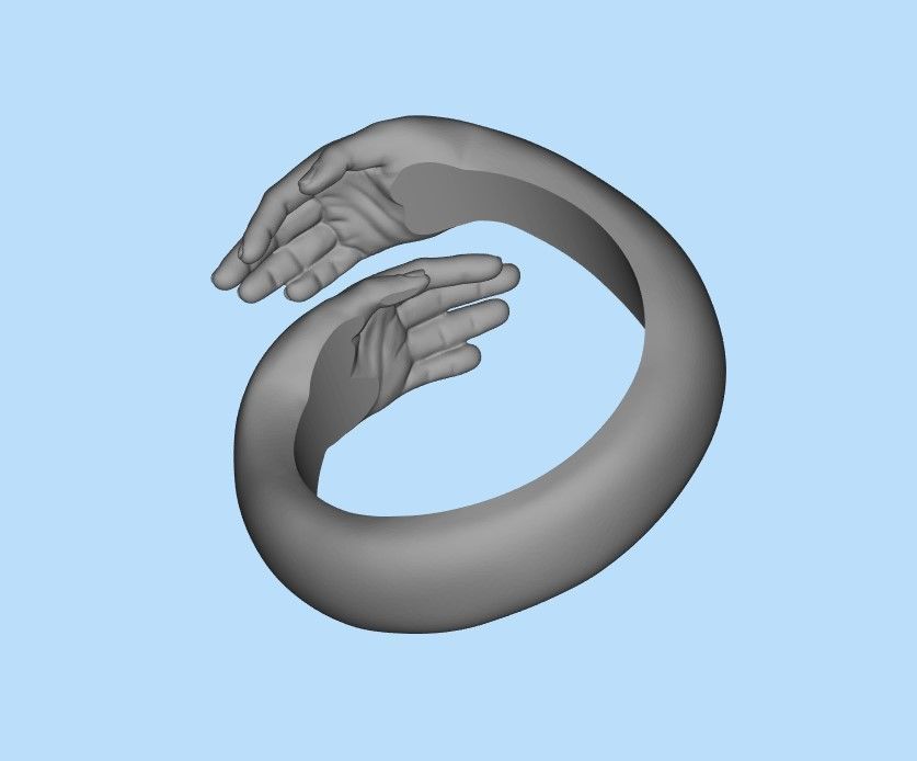 Hug ring hands ring STL  3D print model_20