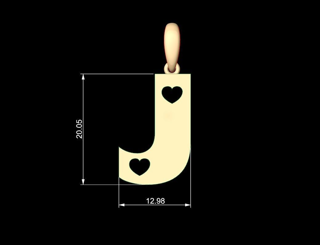 Initial Letters Pendant Lovebeat J 3D print model_5