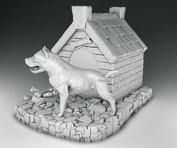 Dog and Doghouse 3D print model