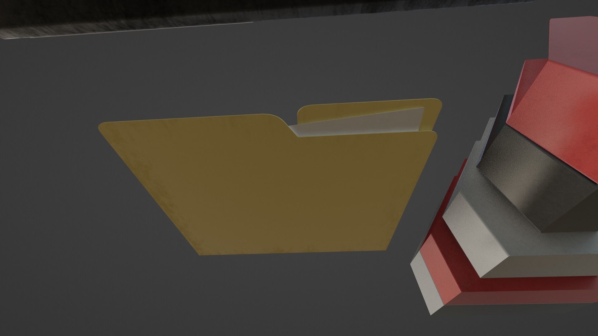 office documents and folders Low-poly 3D model_9