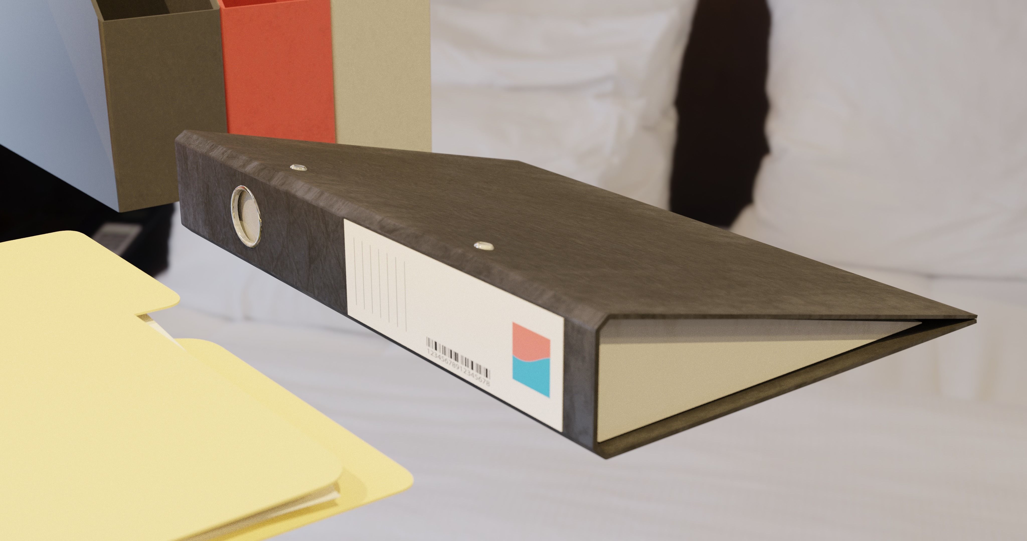 office documents and folders Low-poly 3D model_2