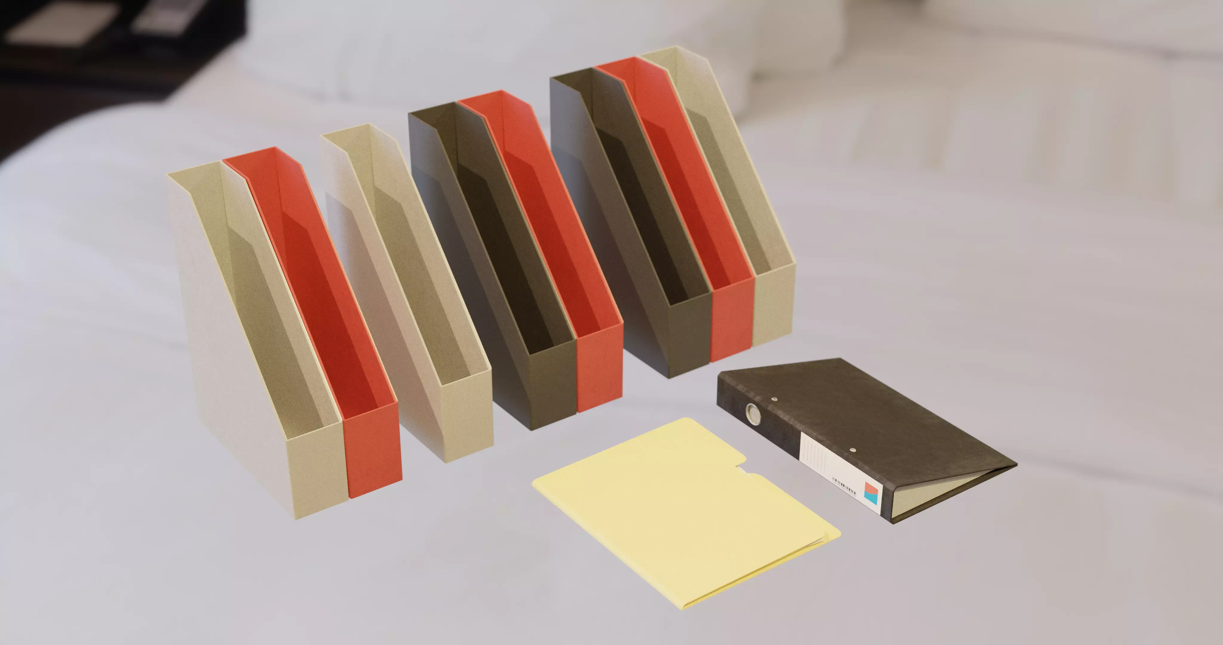 office documents and folders Low-poly 3D model_0