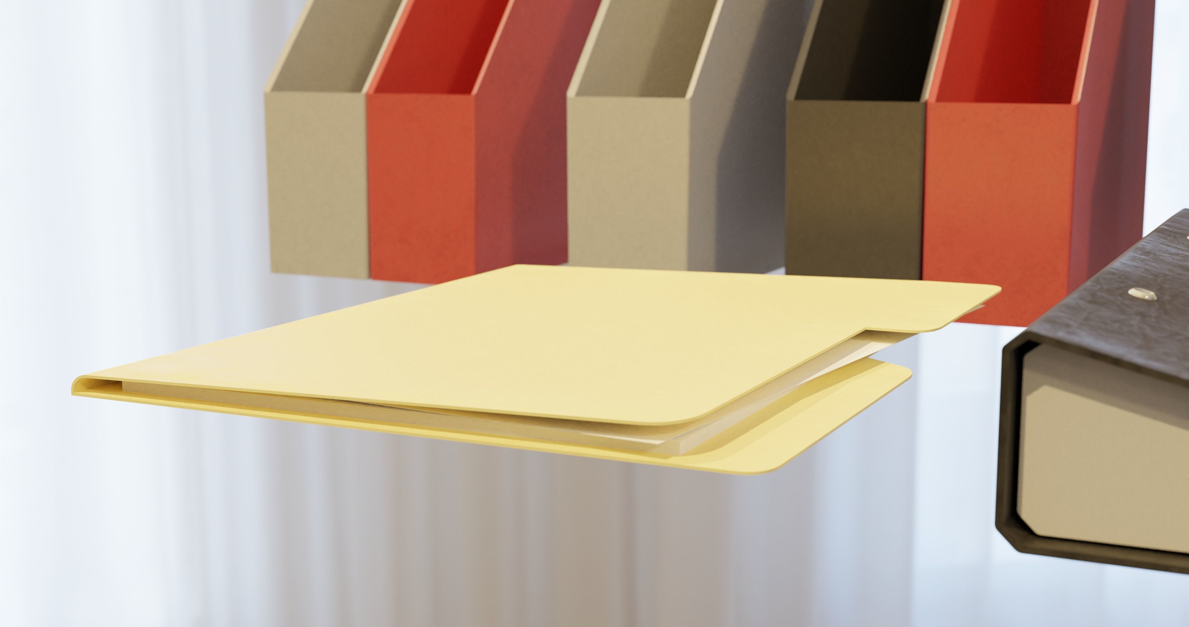 office documents and folders Low-poly 3D model_4