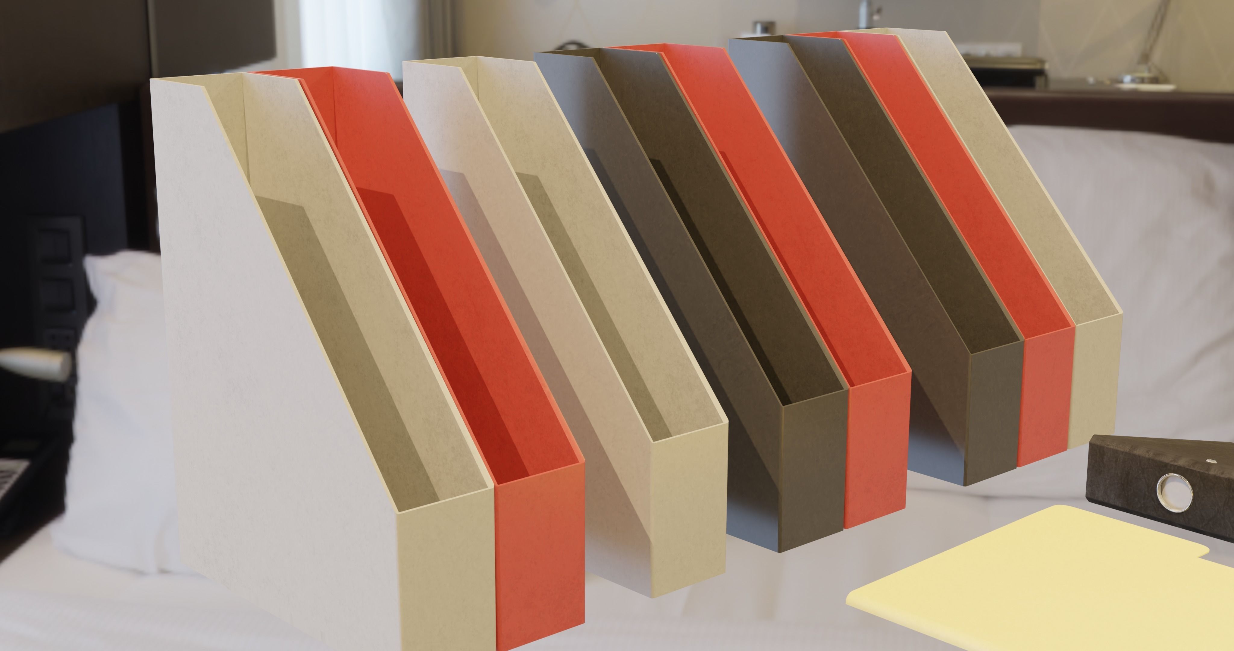 office documents and folders Low-poly 3D model_6