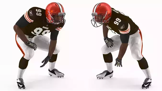 Cleveland Browns American Football Player Crouching Fur 3D model