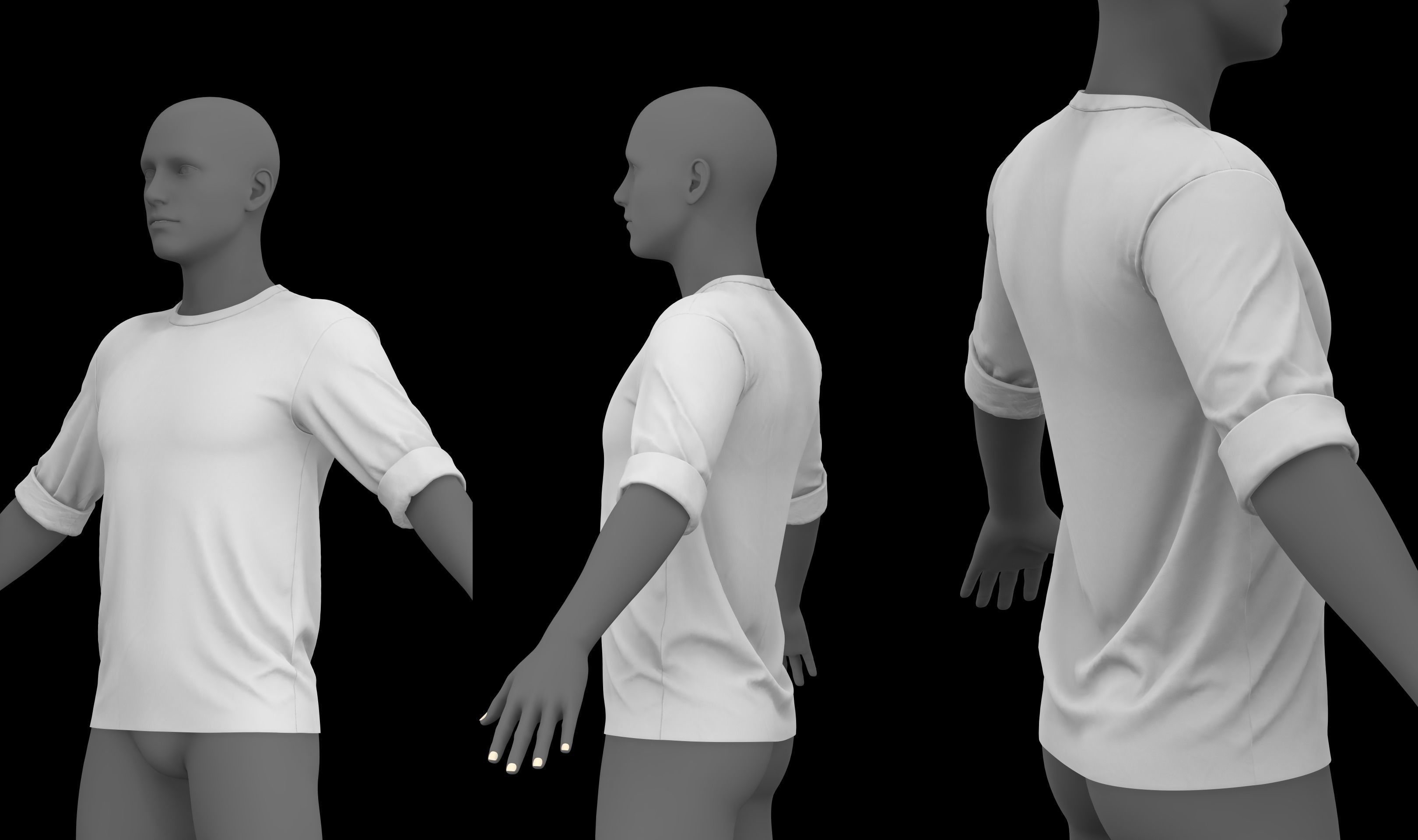 ROLLED UP SLEEVES PACK genesis8 highpoly 3D model_3