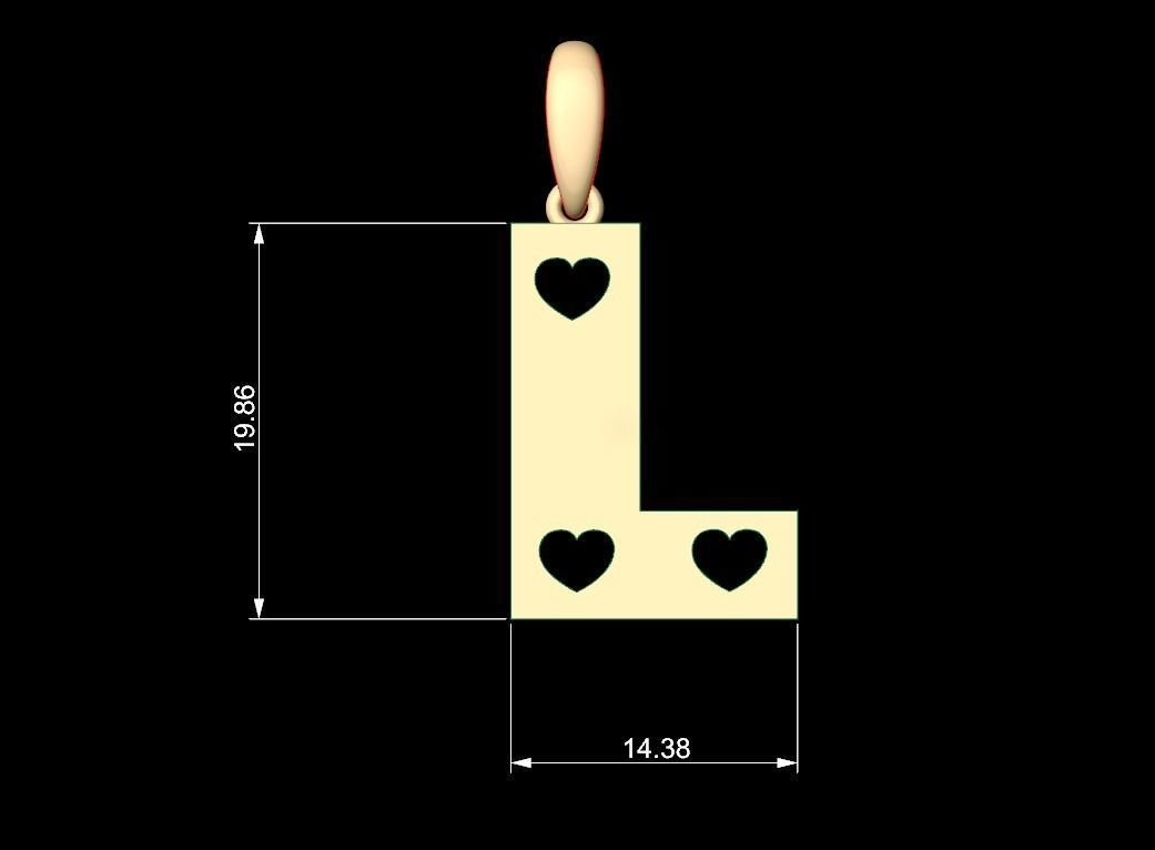 Initial Letters Pendant Lovebeat L 3D print model_5