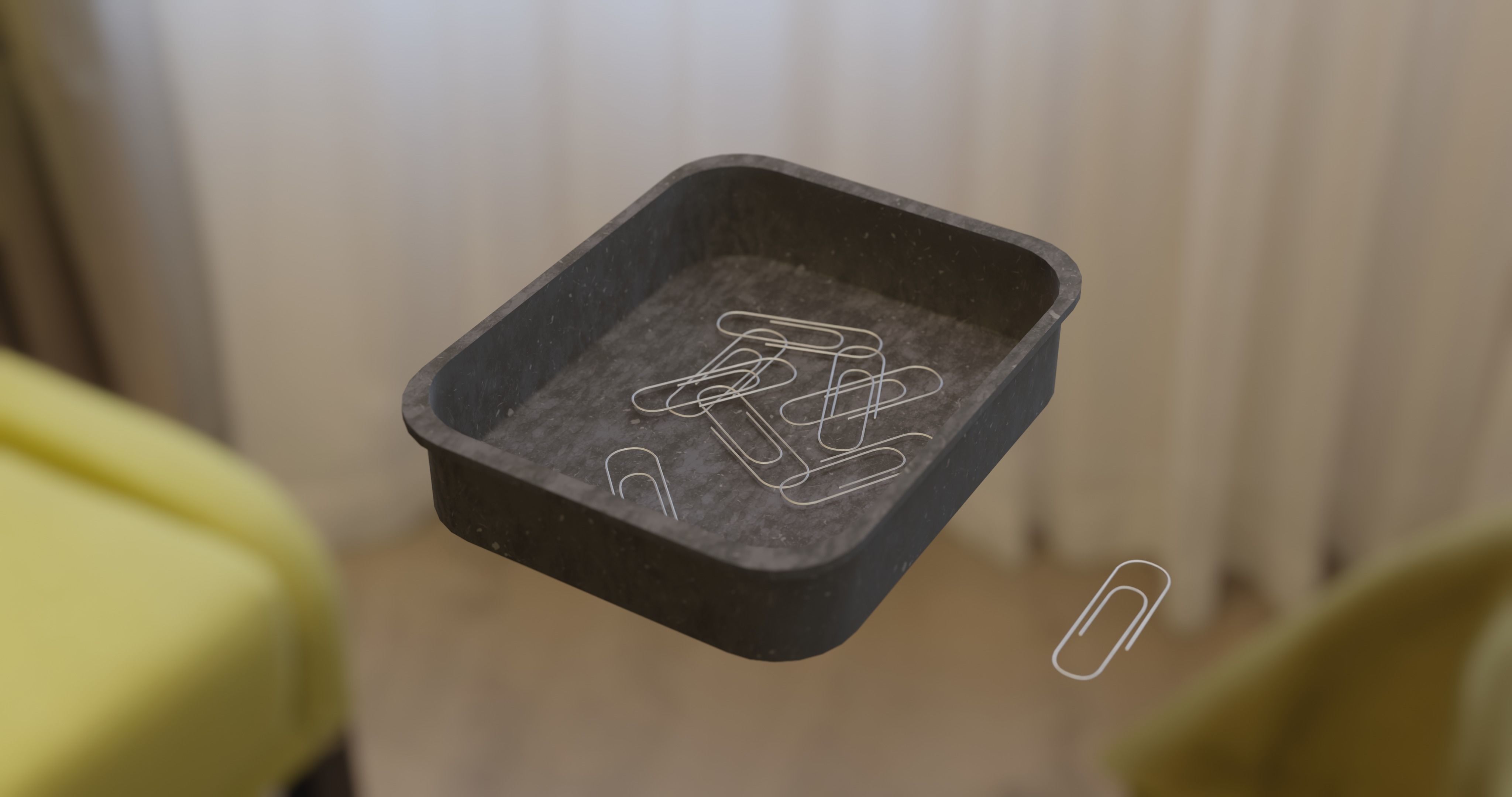 regular office and school paperclips with box Low-poly 3D model_1