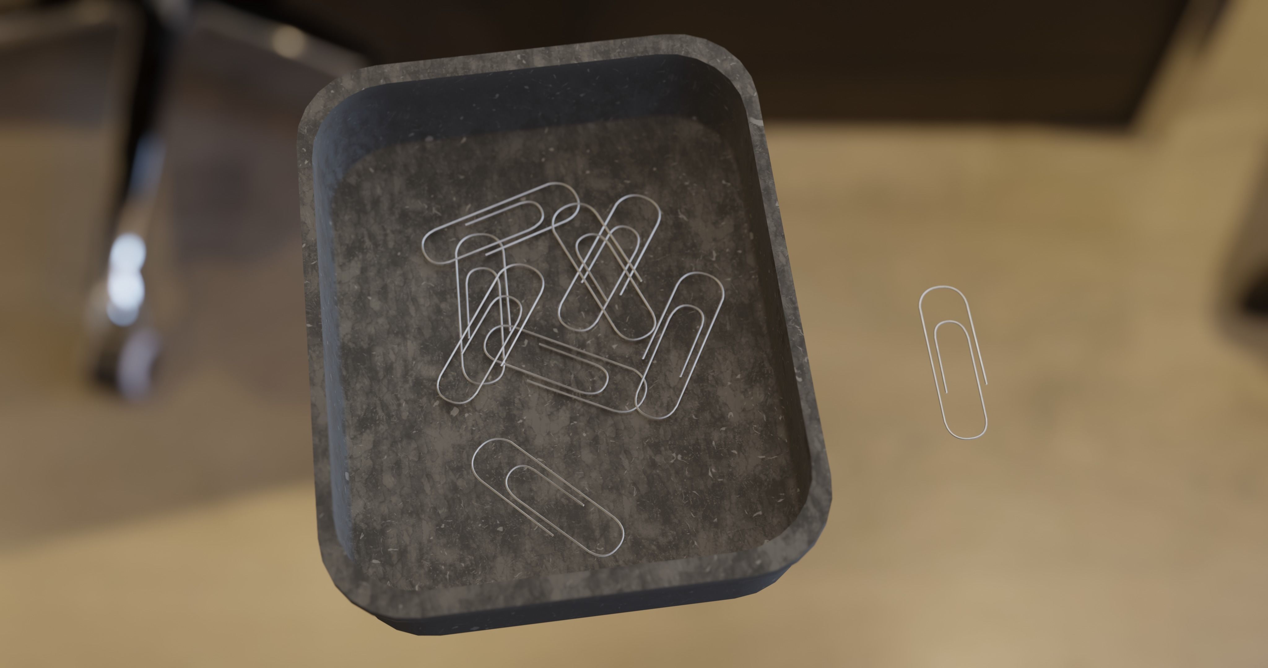 regular office and school paperclips with box Low-poly 3D model_7