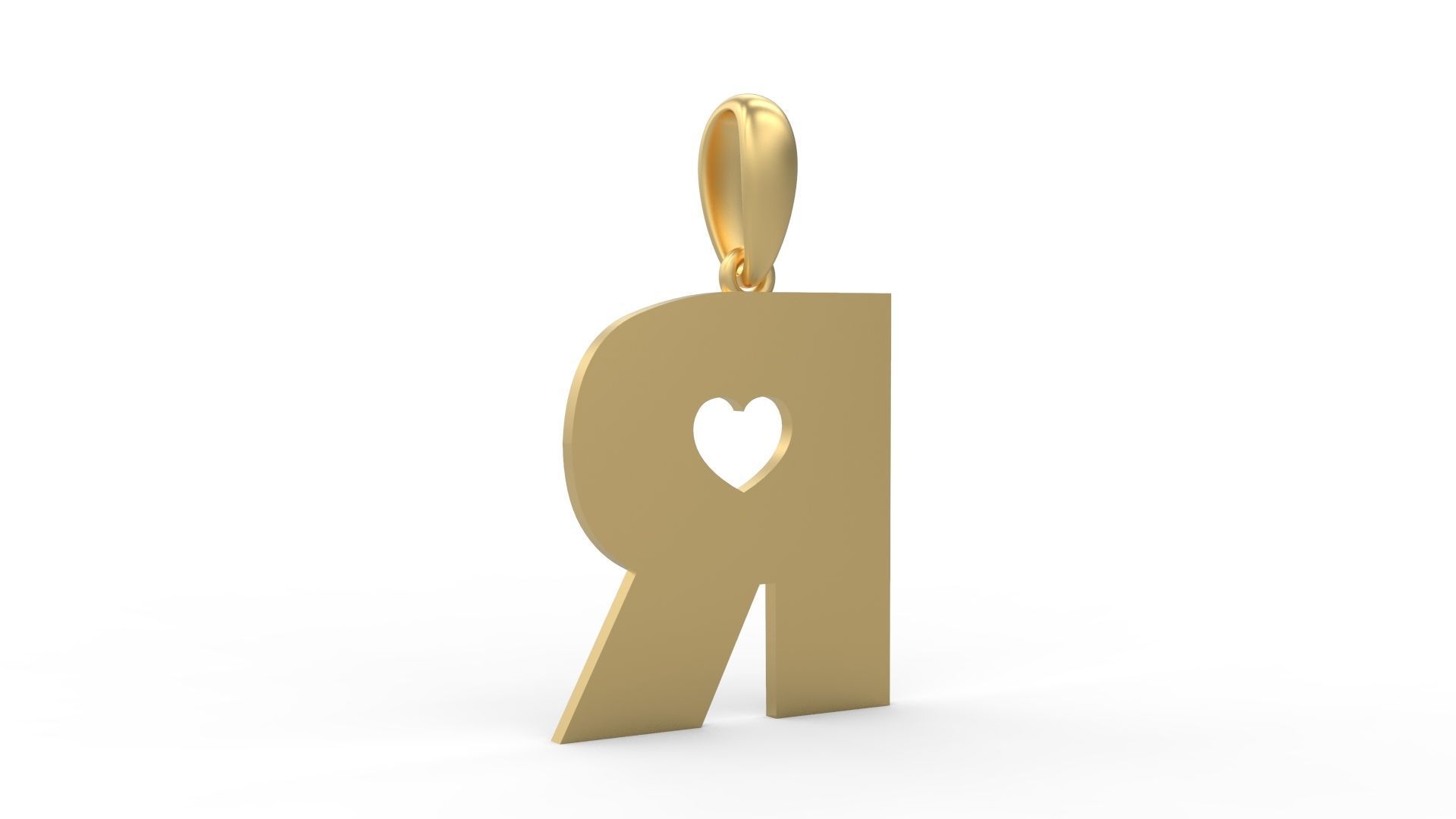 Initial Letters Pendant Lovebeat R 3D print model_3