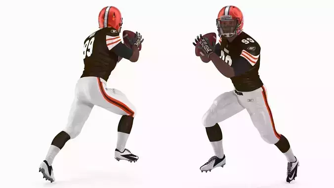 Cleveland Browns American Football Player Running the Ball Fur 3D model