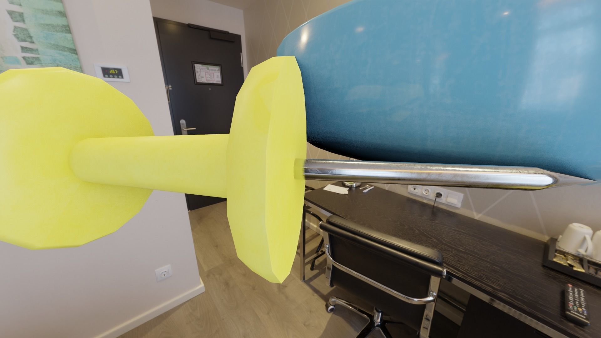 Office pins with plate Low-poly 3D model_6