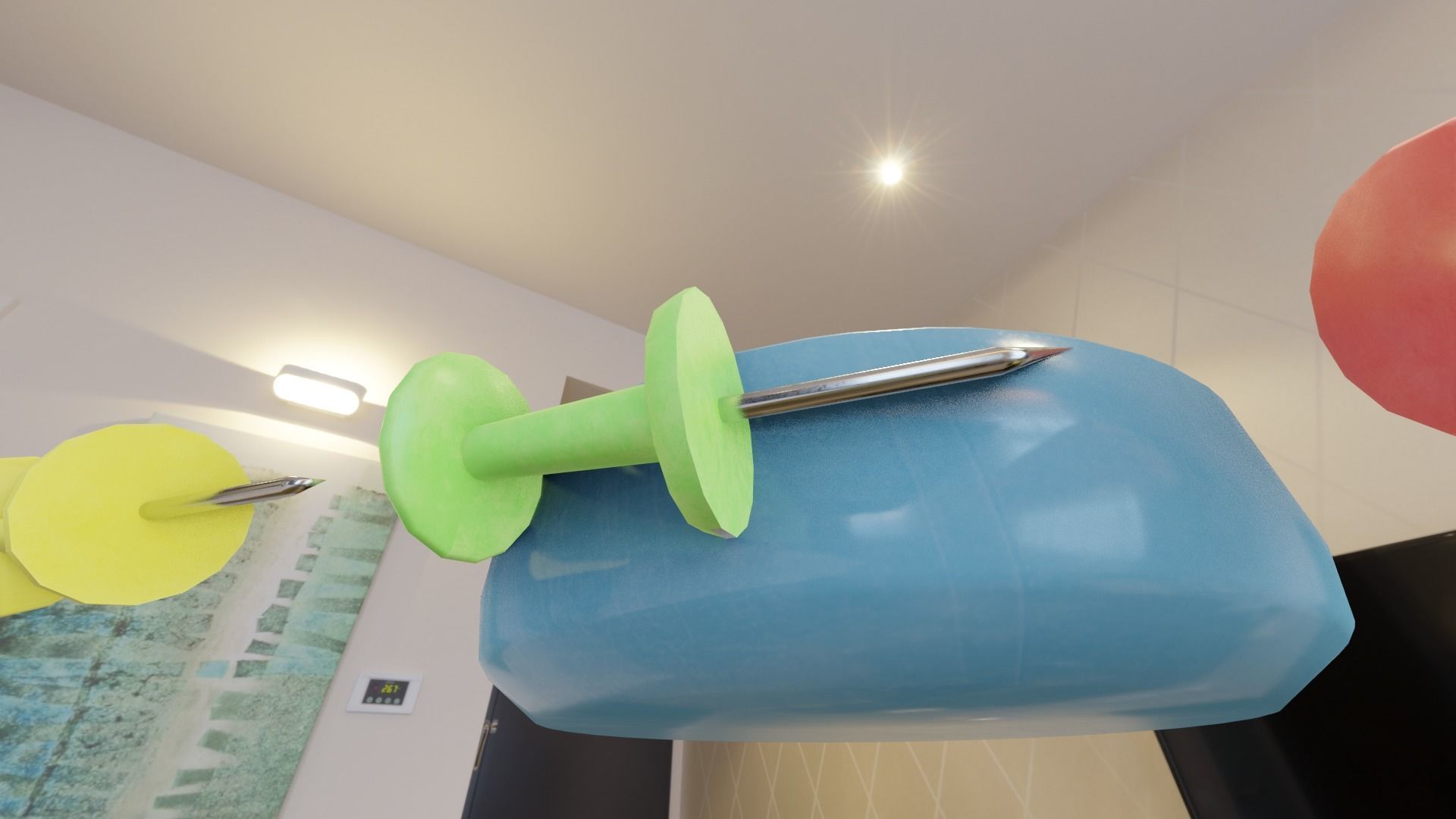 Office pins with plate Low-poly 3D model_4