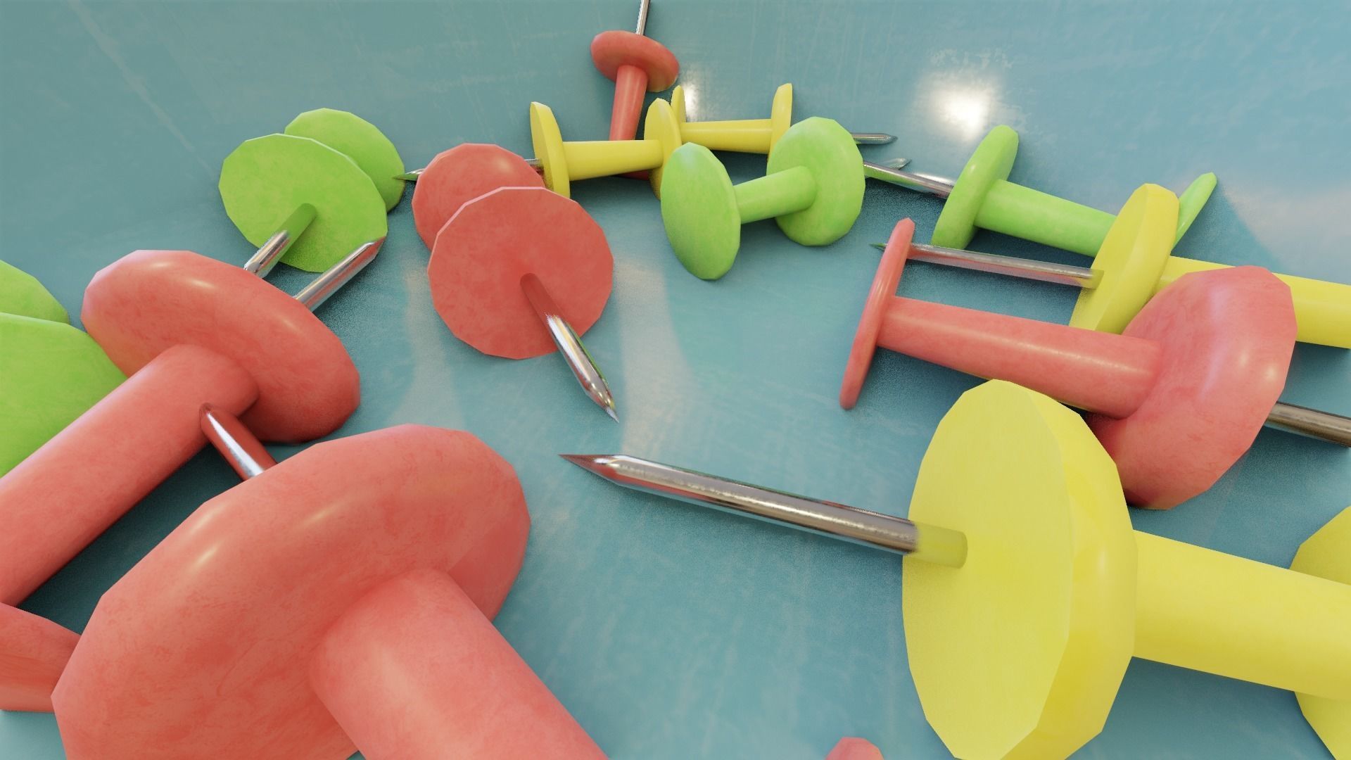 Office pins with plate Low-poly 3D model_3