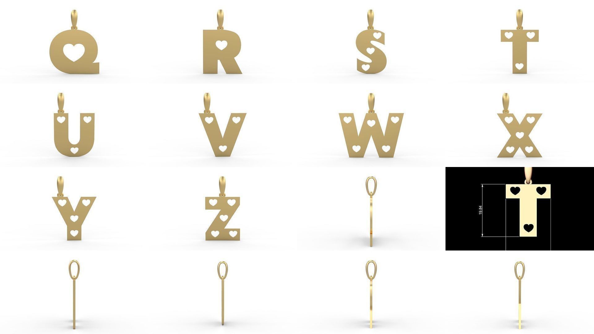 Initial Letters Pendant Alphabets Lovebeat 3D Model Collection_1
