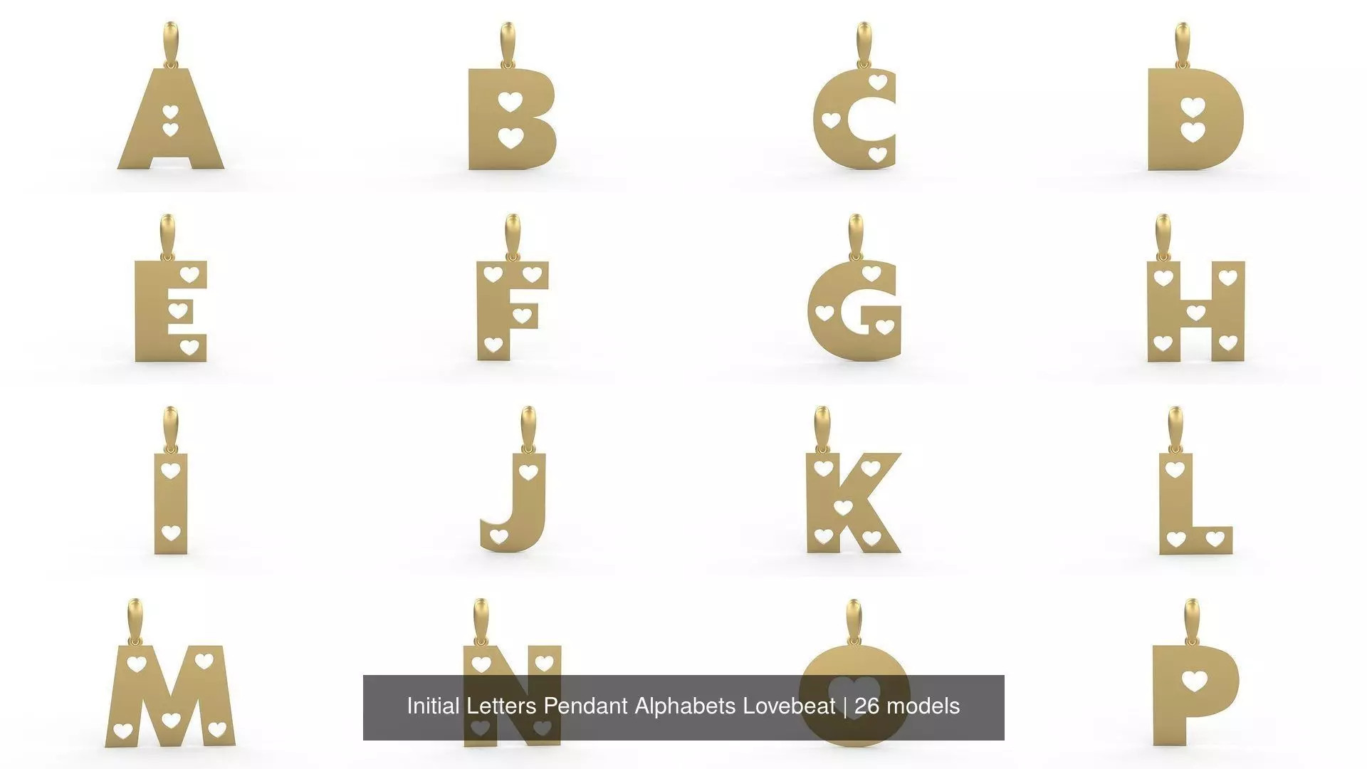 Initial Letters Pendant Alphabets Lovebeat 3D Model Collection_0