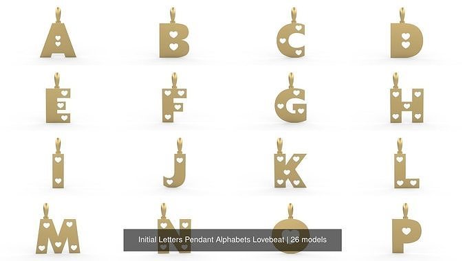 Initial Letters Pendant Alphabets Lovebeat 3D Model Collection