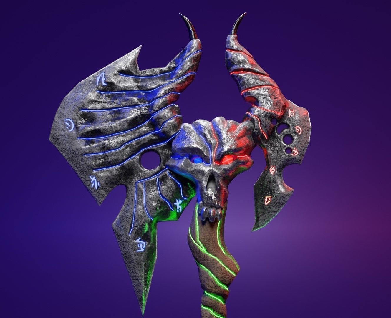 Magic axe Low-poly 3D model_8