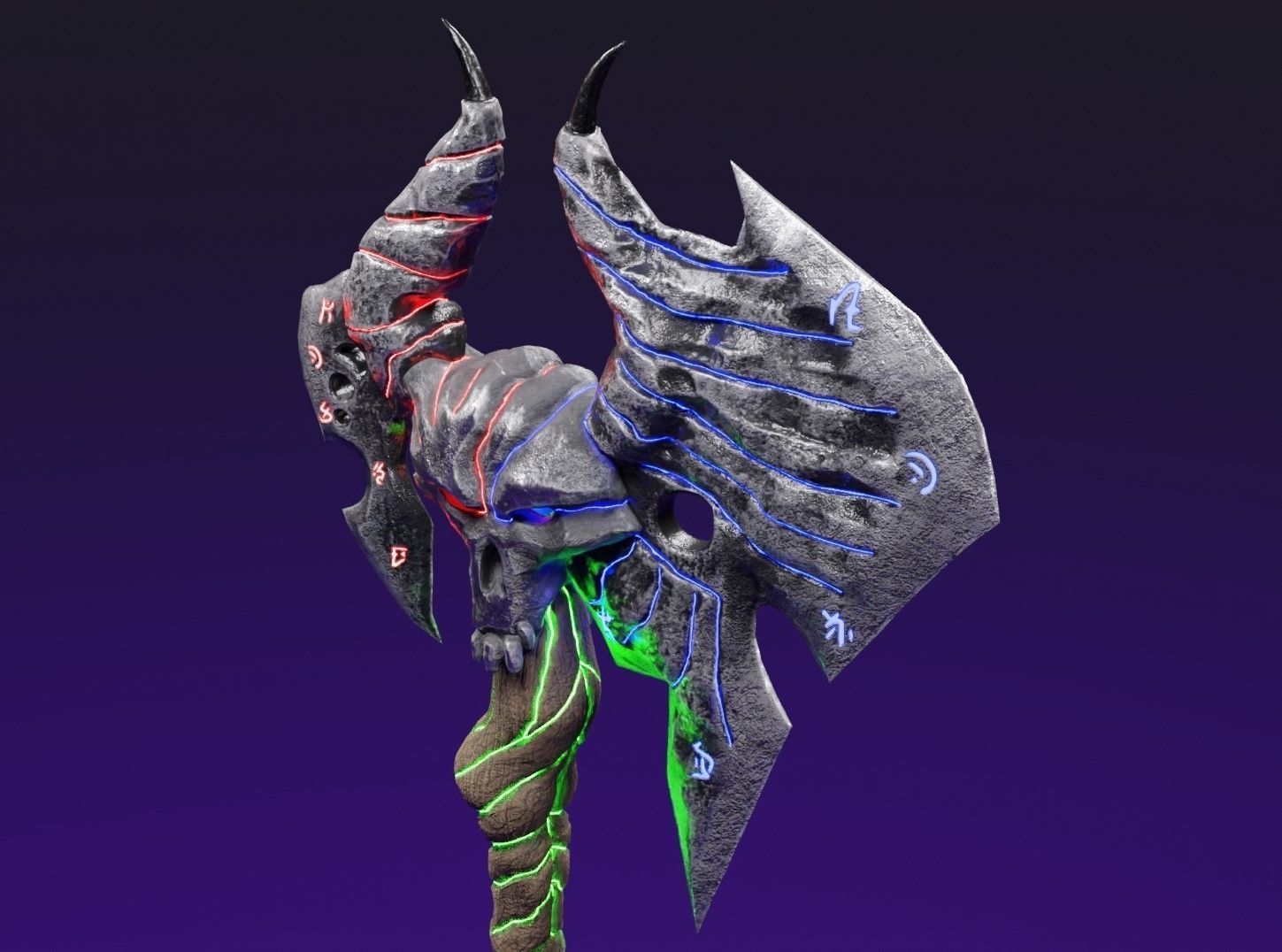 Magic axe Low-poly 3D model_21