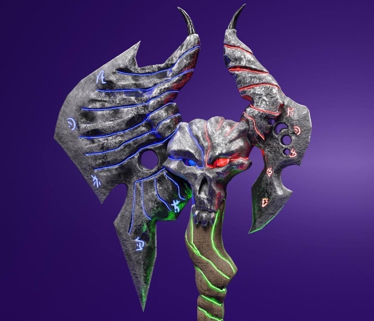 Magic axe Low-poly 3D model_19