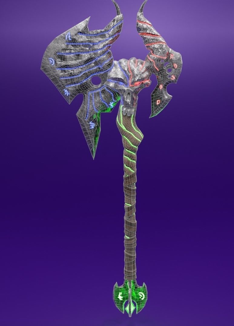 Magic axe Low-poly 3D model_16