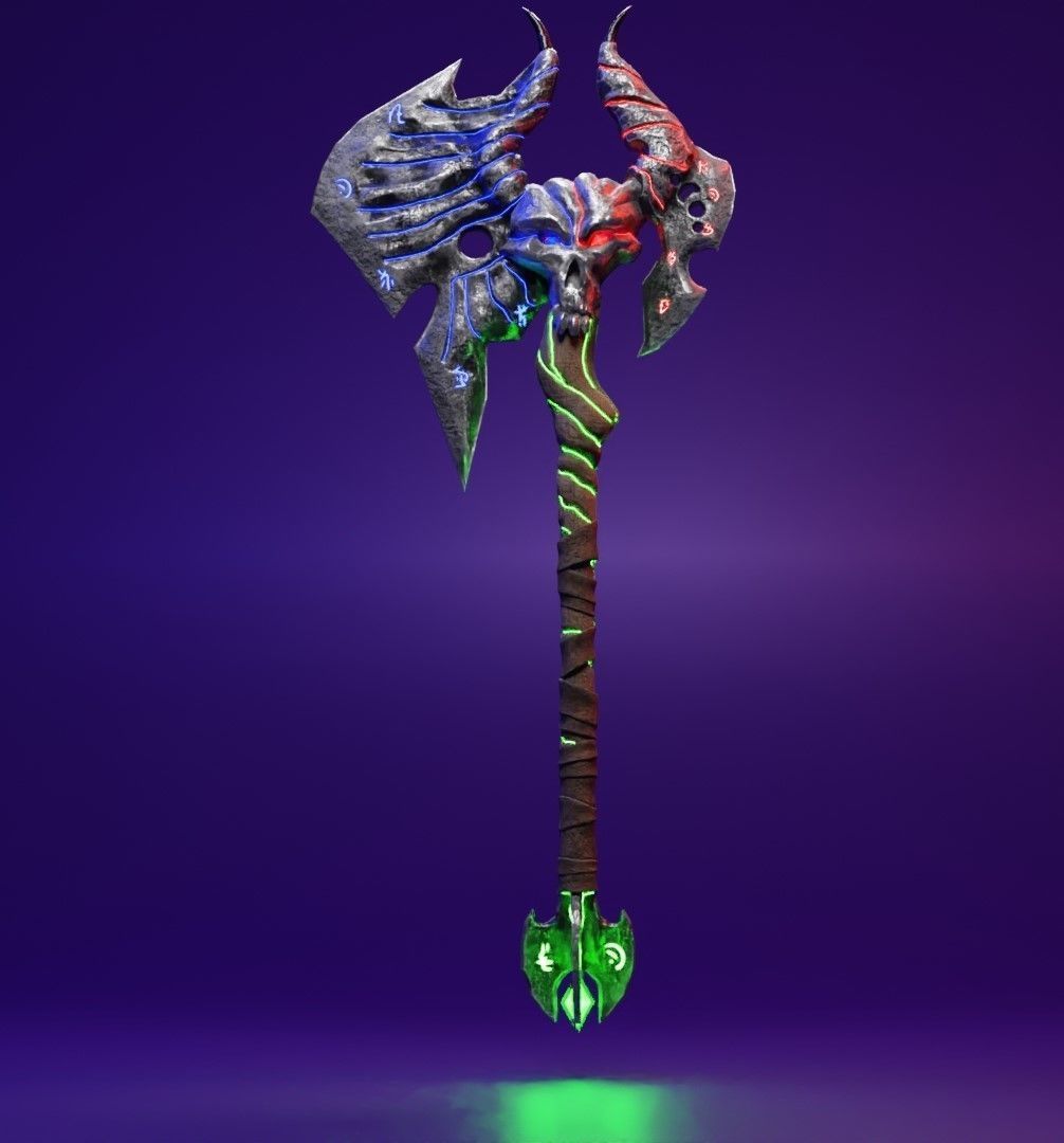 Magic axe Low-poly 3D model_9
