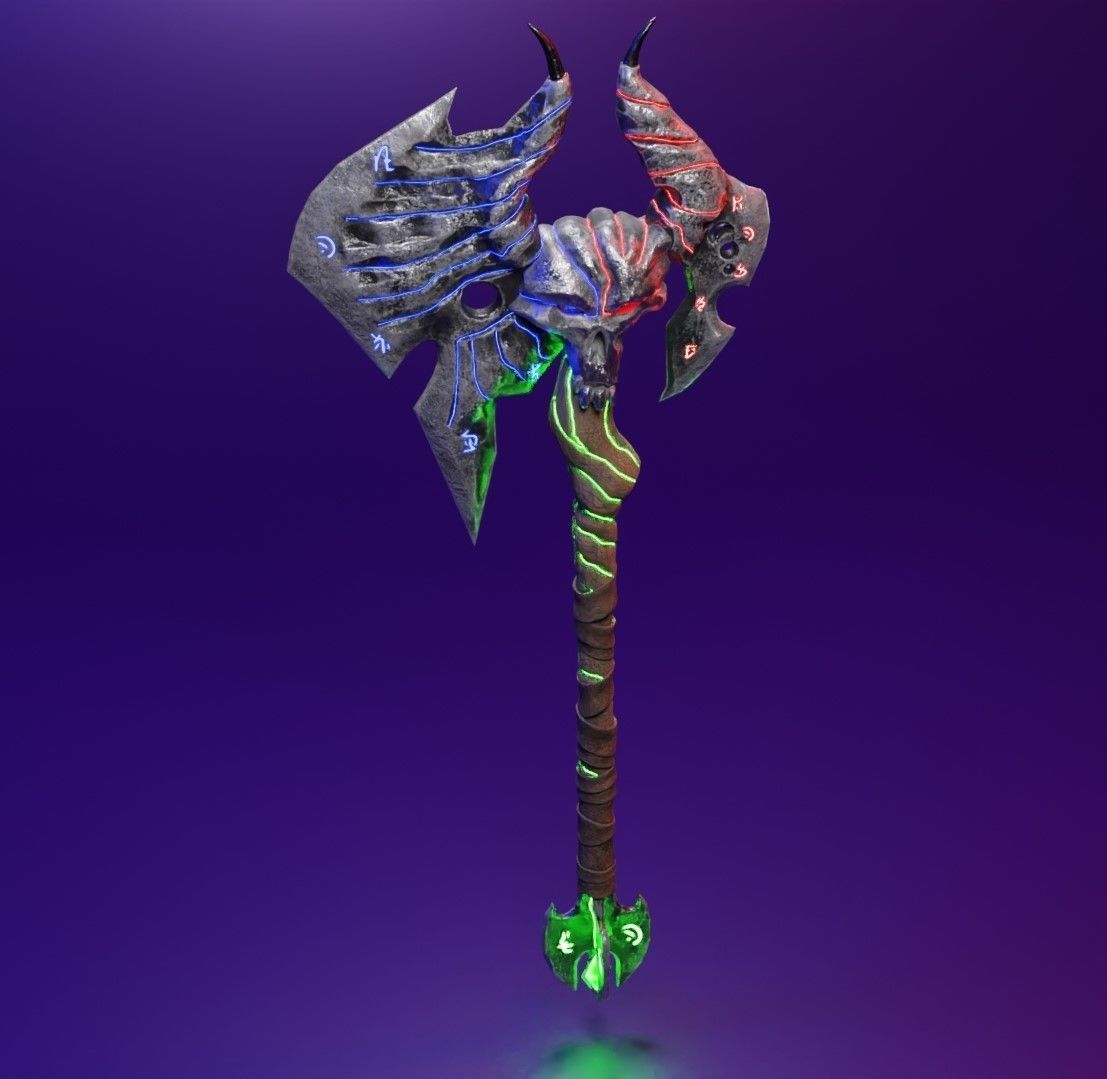 Magic axe Low-poly 3D model_13