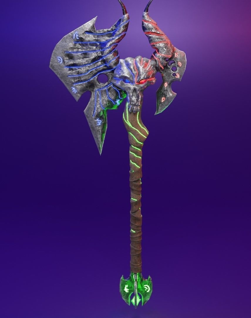 Magic axe Low-poly 3D model_17