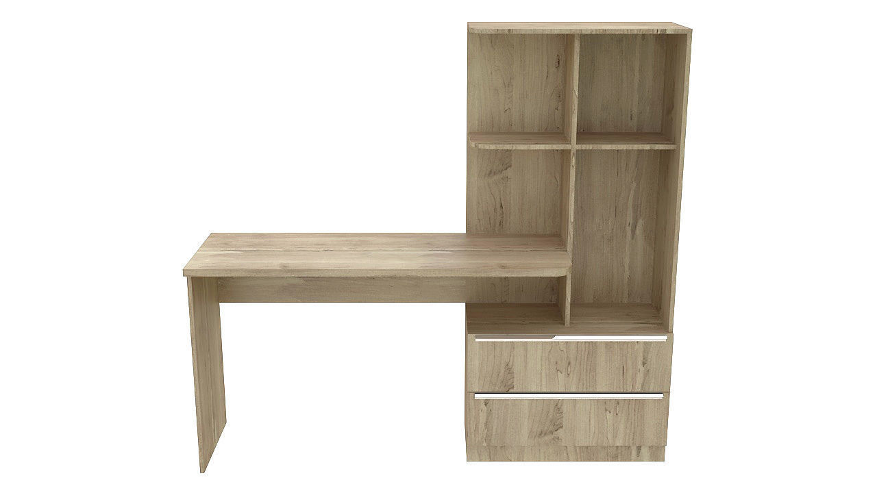 Library with desk and drawers 3D model_4