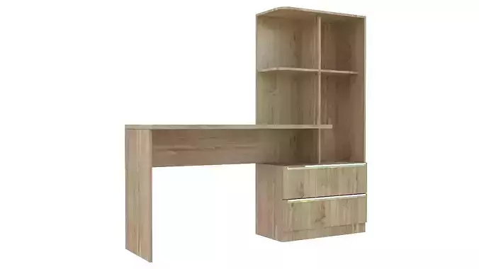 Library with desk and drawers 3D model