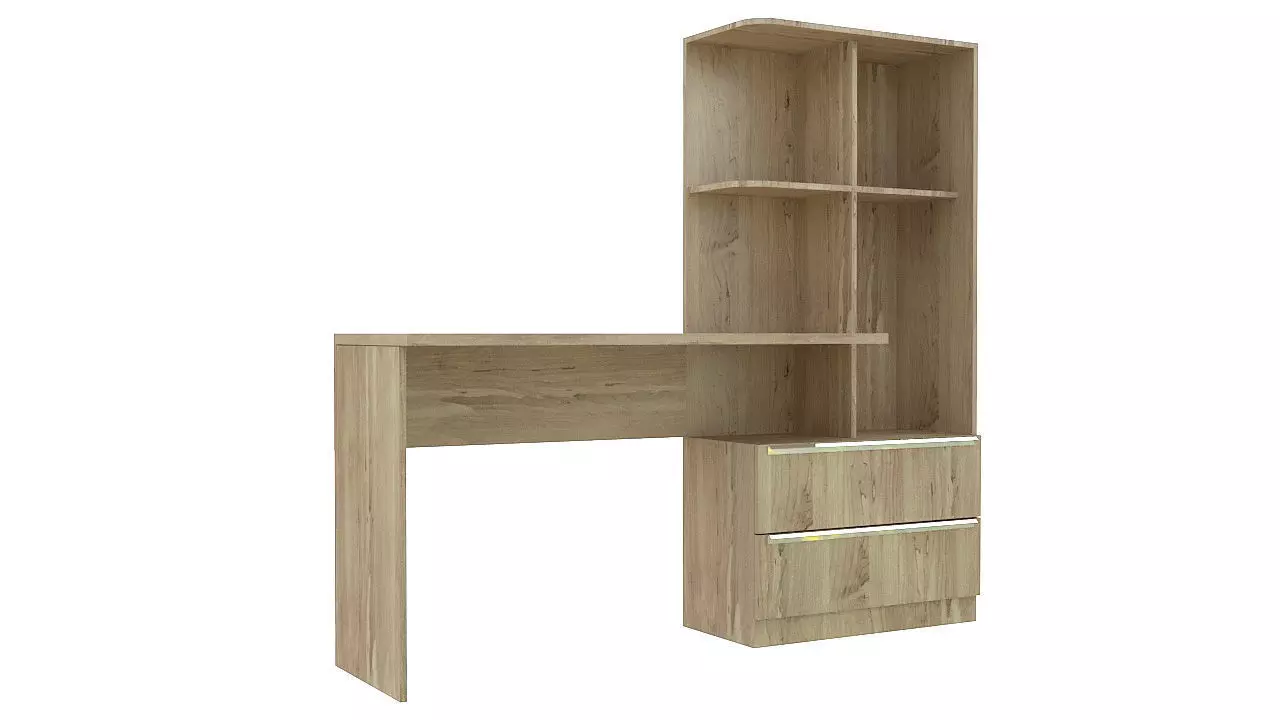 Library with desk and drawers 3D model_0