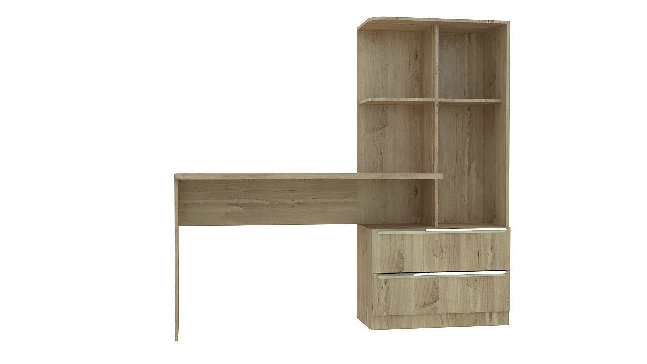 Library with desk and drawers 3D model_2